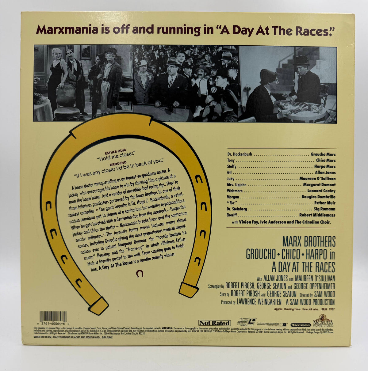 A Day at the Races (1937 / 1989) MGM/UA Home Video LaserDisc - EX
