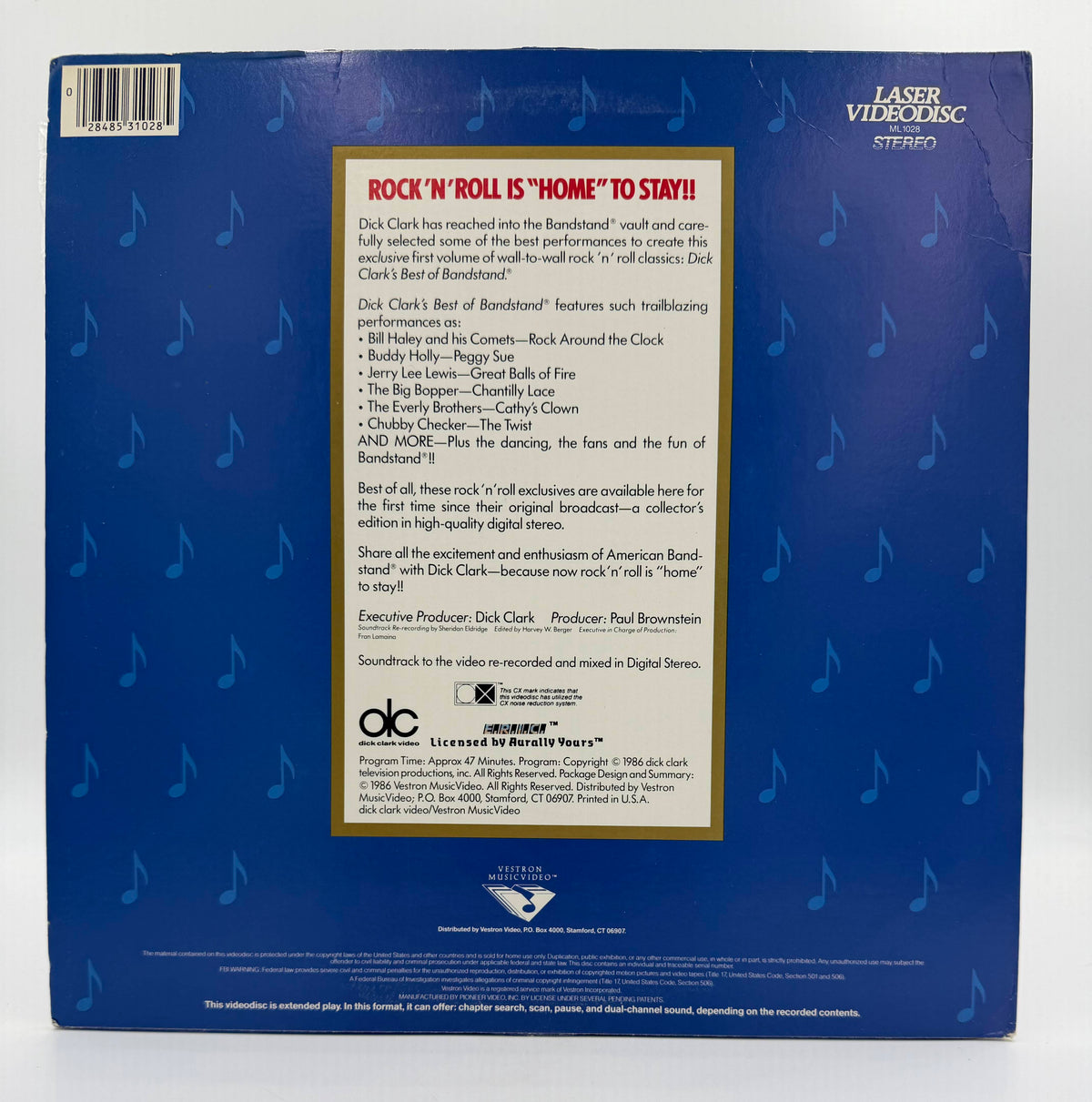 Dick Clark's Best of Bandstand (1986) Vestron MusicVideo LaserDisc - VG
