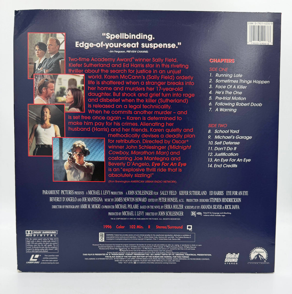 Eye for an Eye (1996) AC-3 Widescreen Edition LaserDisc - VG+