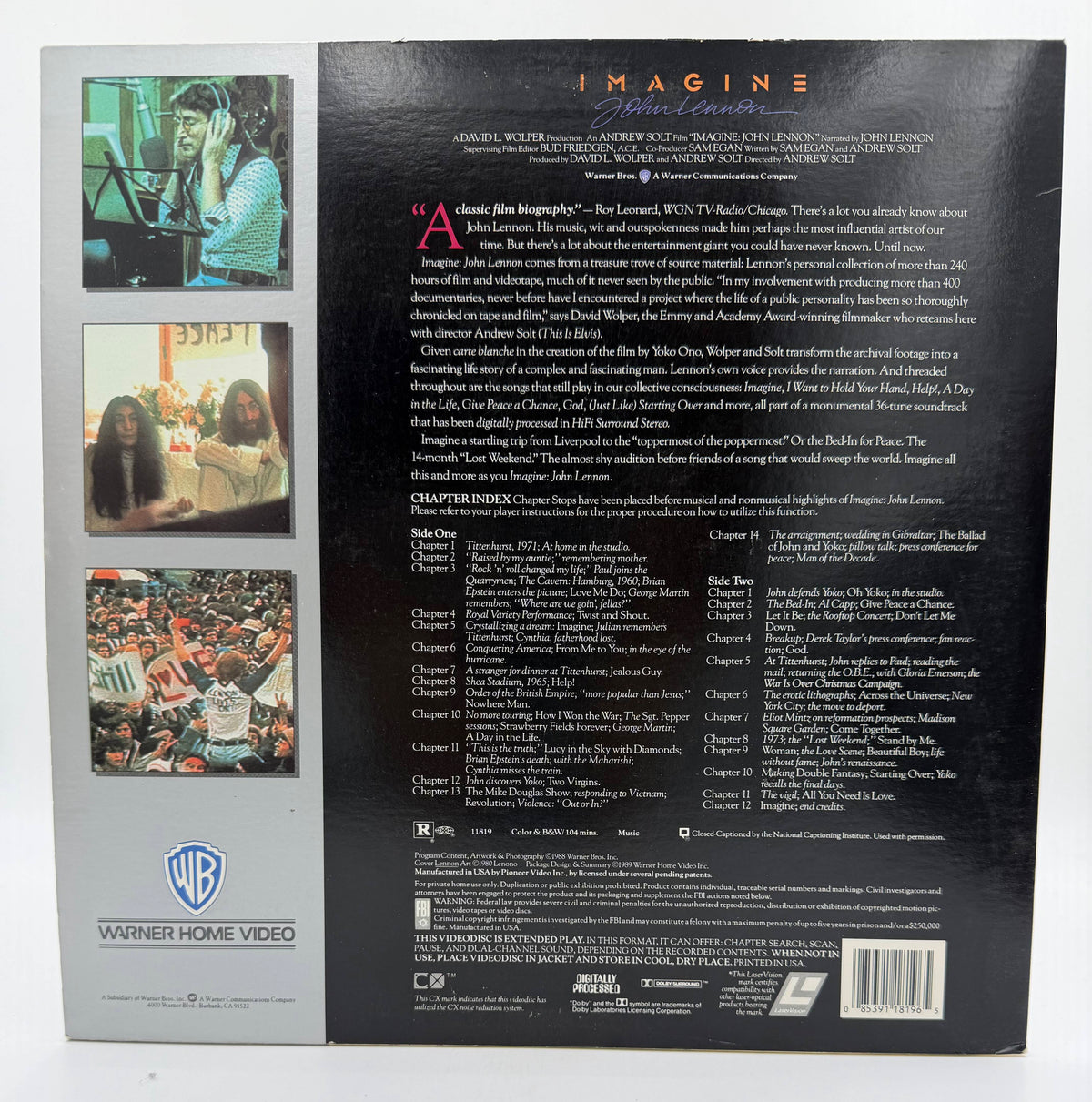 Imagine: John Lennon – The Definitive Film Portrait (1988 / 1989) Warner Home Video LaserDisc - EX