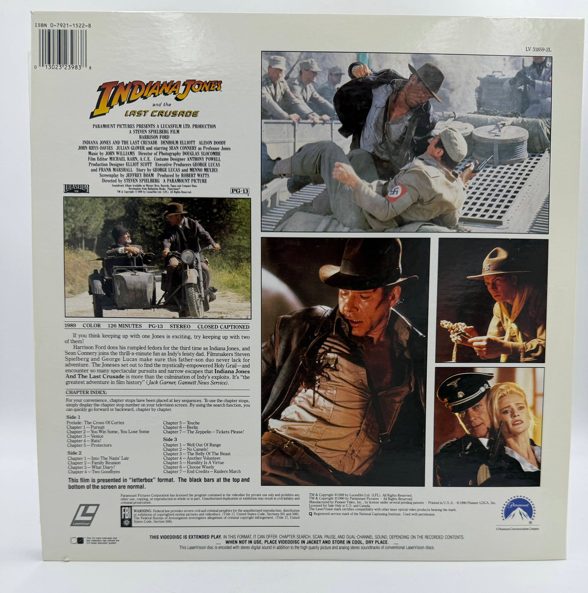 Indiana Jones and the Last Crusade (1989 / 1990) Letterbox Edition LaserDisc - EX