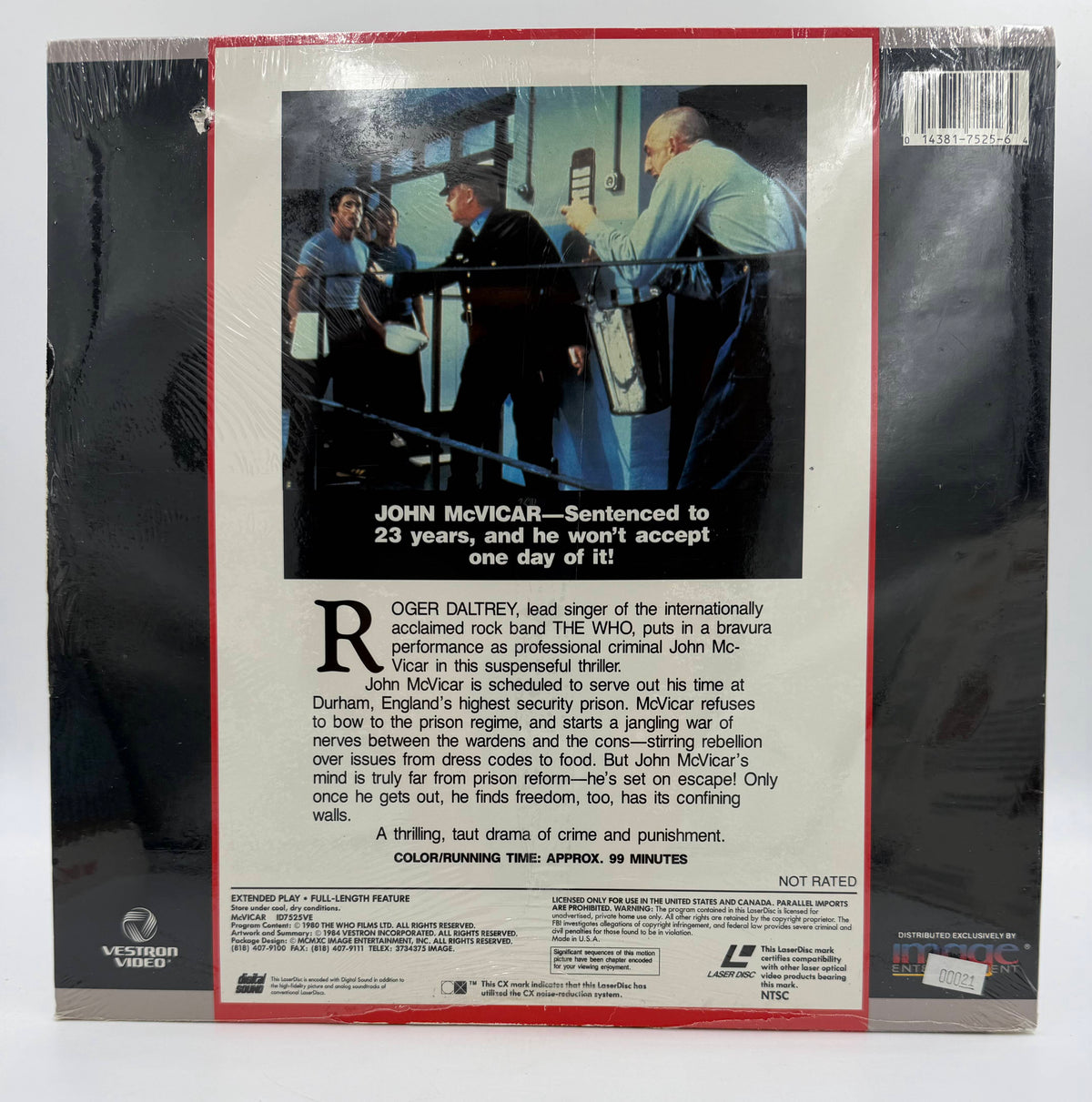 McVicar (1980 / 1990) Vestron Video / Image Entertainment LaserDisc - EX - Factory Sealed