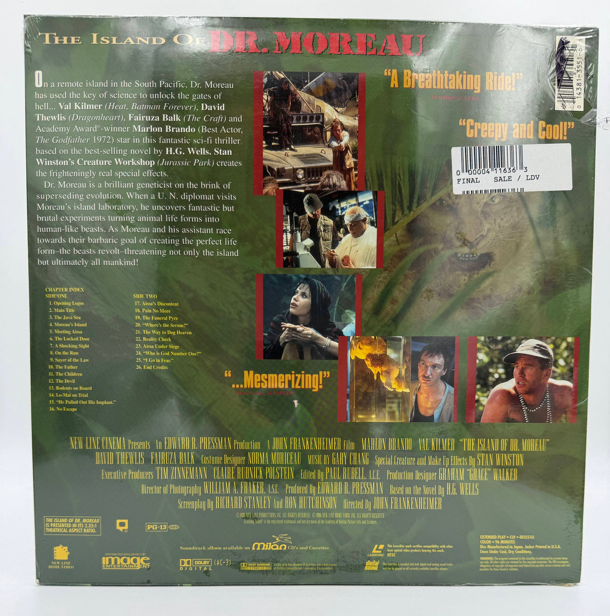 The Island of Dr. Moreau (1996) Widescreen Edition Dolby Digital LaserDisc - EX - Factory Sealed