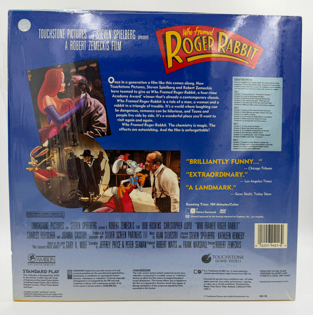 Who Framed Roger Rabbit (1988 / 1989) Touchstone Home Video / Amblin CAV Widescreen 2-Disc Set – LaserDisc - EX