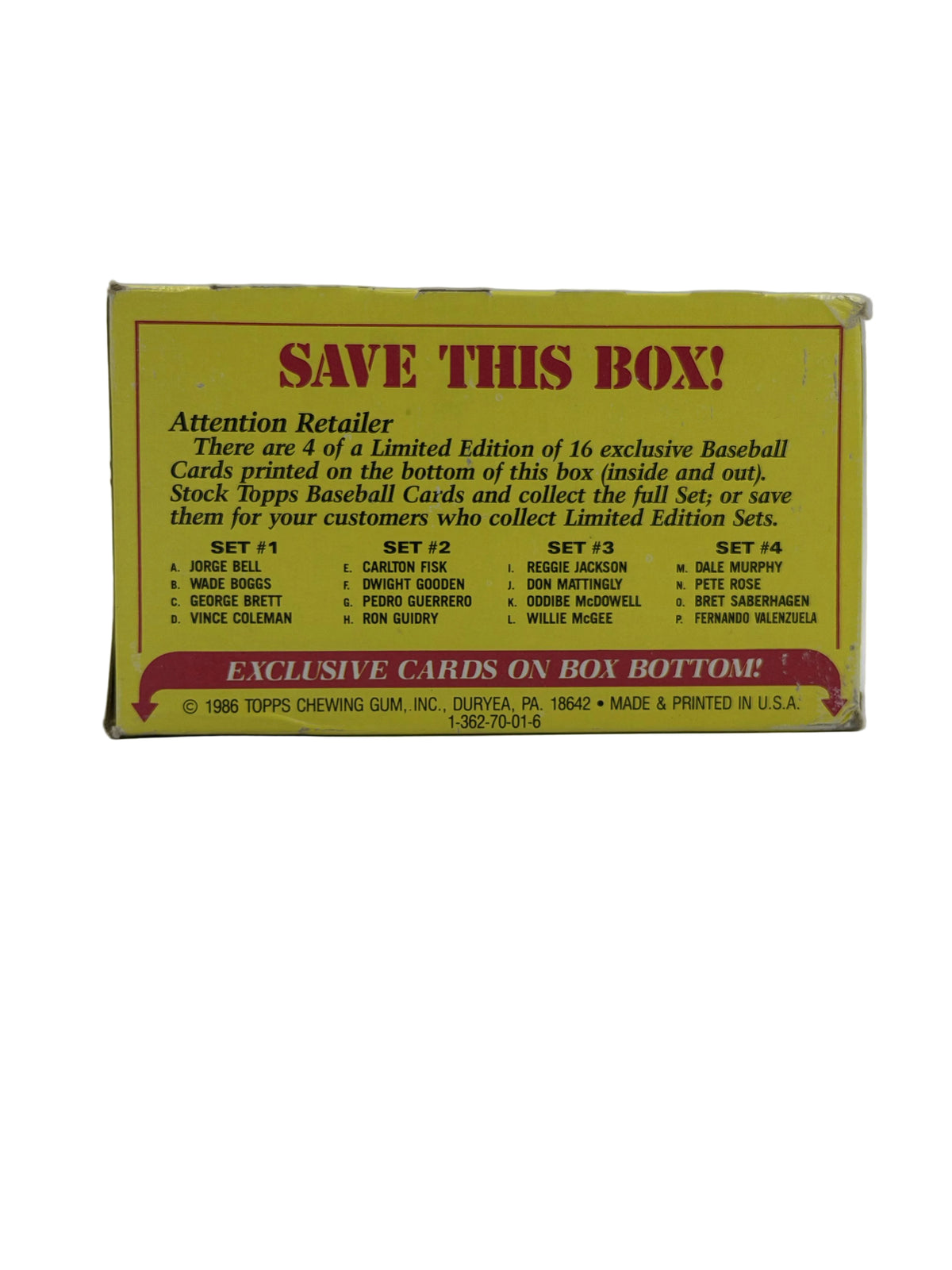 1986 Topps MLB Baseball Unopened Wax Box (36 Packs)