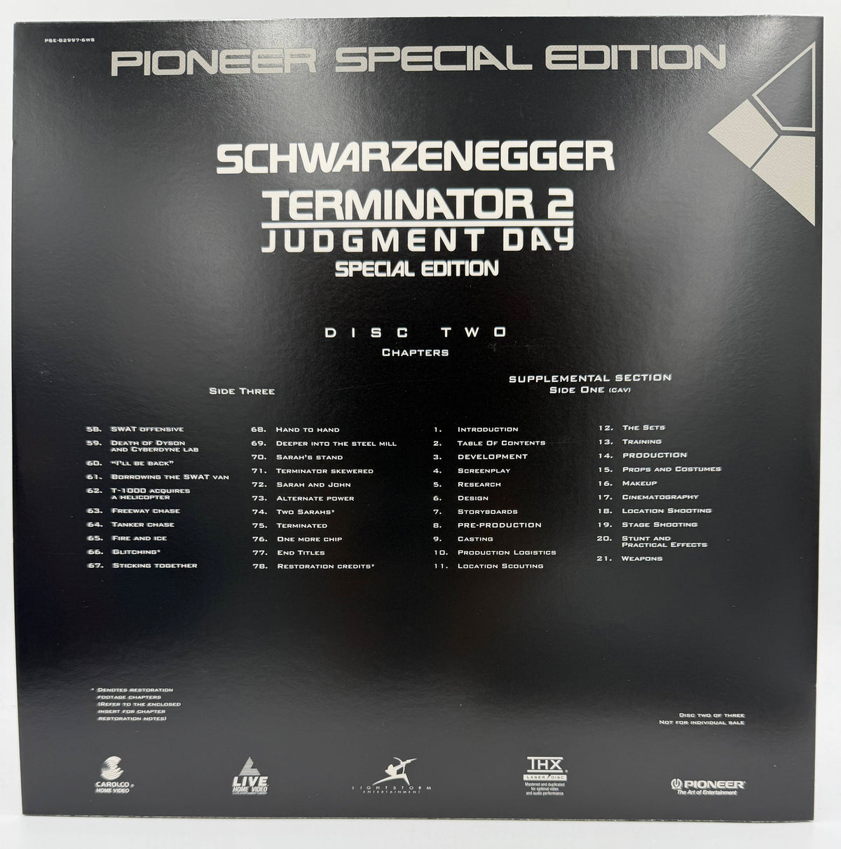 Terminator 2: Judgment Day – Special Edition (1991 / 1993) Pioneer / Live Home Video THX 3-Disc Box Set LaserDisc - EX