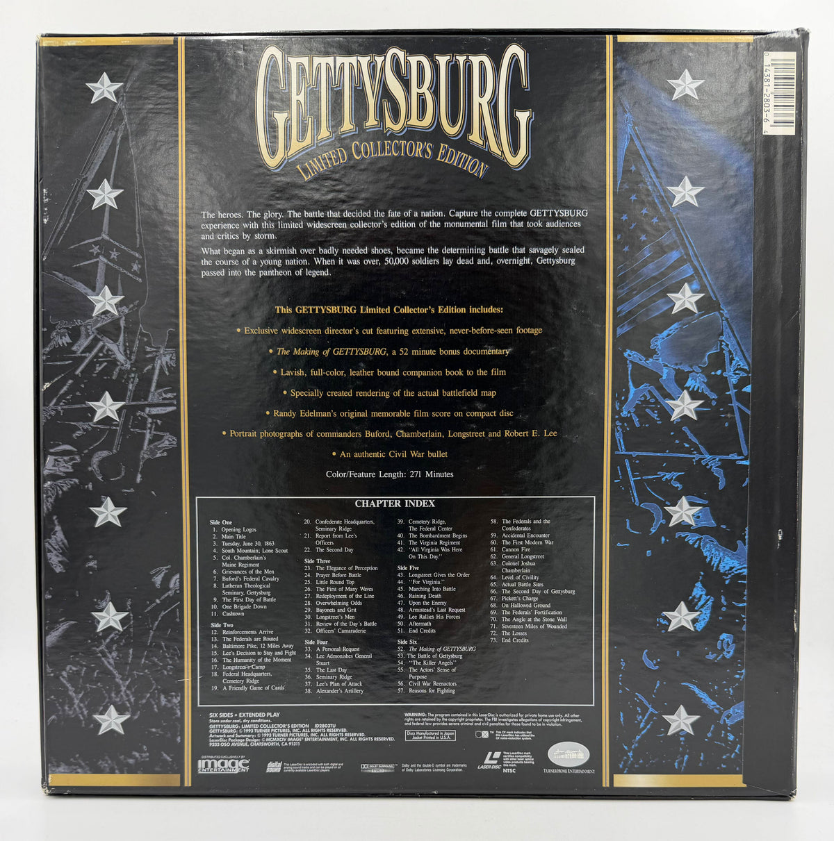 Gettysburg: Limited Collector's Edition (1993) Turner Home Entertainment / Image Entertainment 4-Disc Box Set LaserDisc - VG+