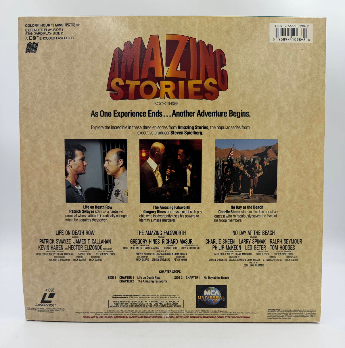 Amazing Stories: Book Three - Life on Death Row, The Amazing Falsworth & No Day at the Beach (1985–1986 / 1991) MCA Universal Home Video LaserDisc - VG+