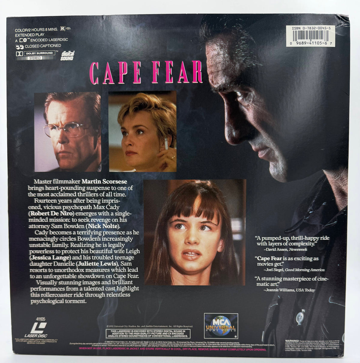 Cape Fear (1991 / 1992) MCA Universal Home Video LaserDisc - VG+