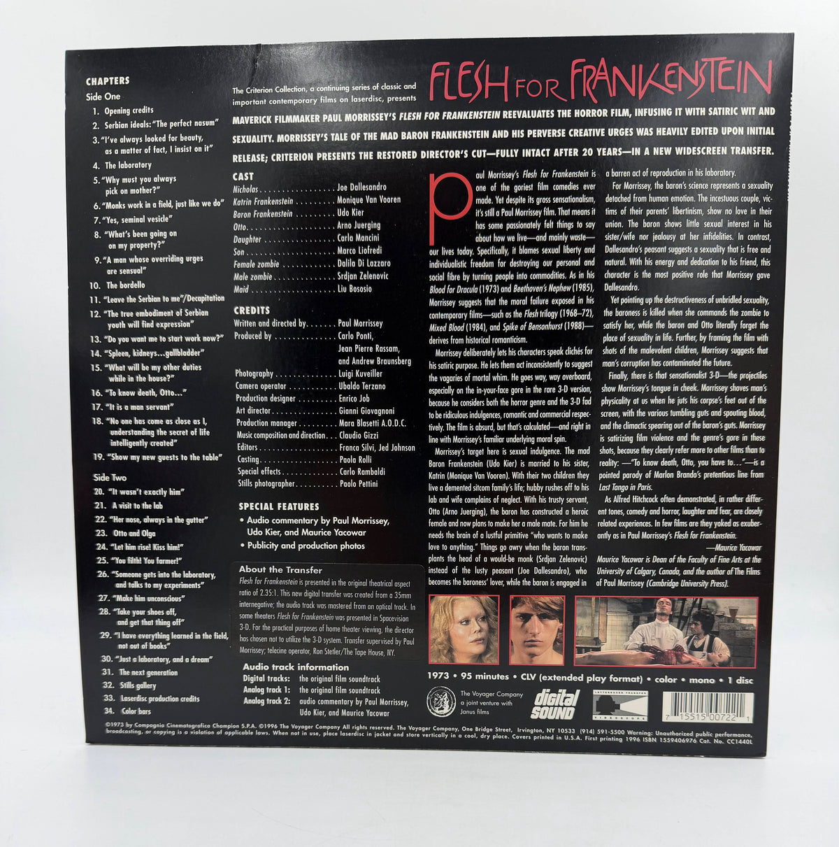 Flesh for Frankenstein: The Criterion Collection (1973 / 1996) Criterion Collection LaserDisc - EX
