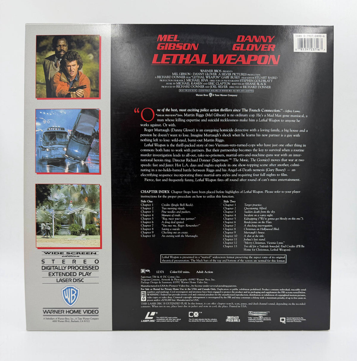 Lethal Weapon: Wide Screen Edition (1987 / 1992) Warner Home Video LaserDisc - EX