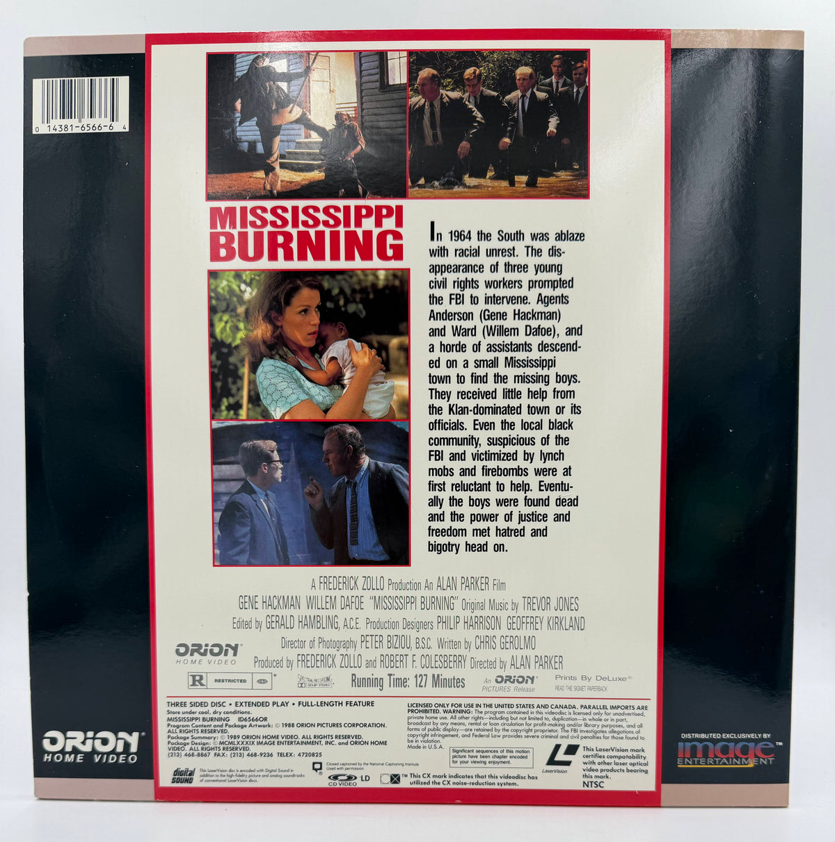 Mississippi Burning (1988 / 1989) Orion Home Video / Image Entertainment LaserDisc 2-Disc Set - EX