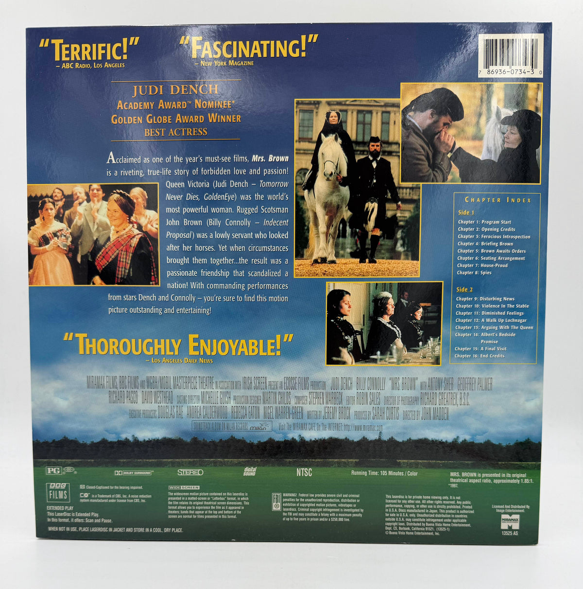 Her Majesty, Mrs. Brown: Widescreen LaserDisc (1997 / 1998) Miramax Films / BBC / Image Entertainment LaserDisc - EX