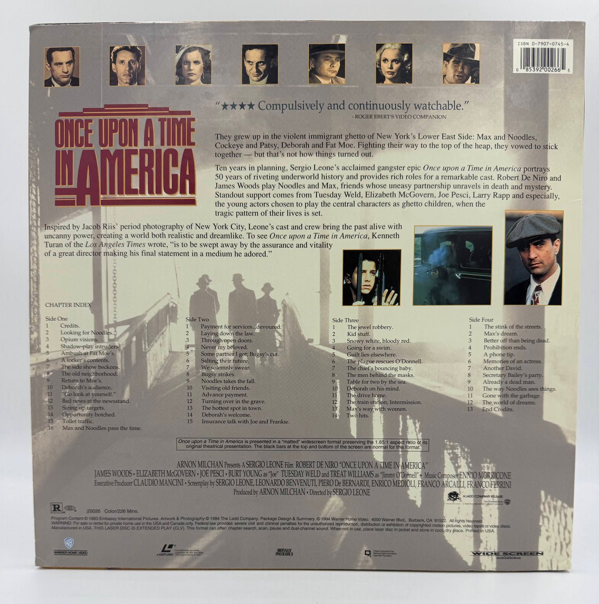 Once Upon a Time in America: Wide Screen Edition (1984 / 1994) Warner Home Video LaserDisc 2-Disc Set - EX
