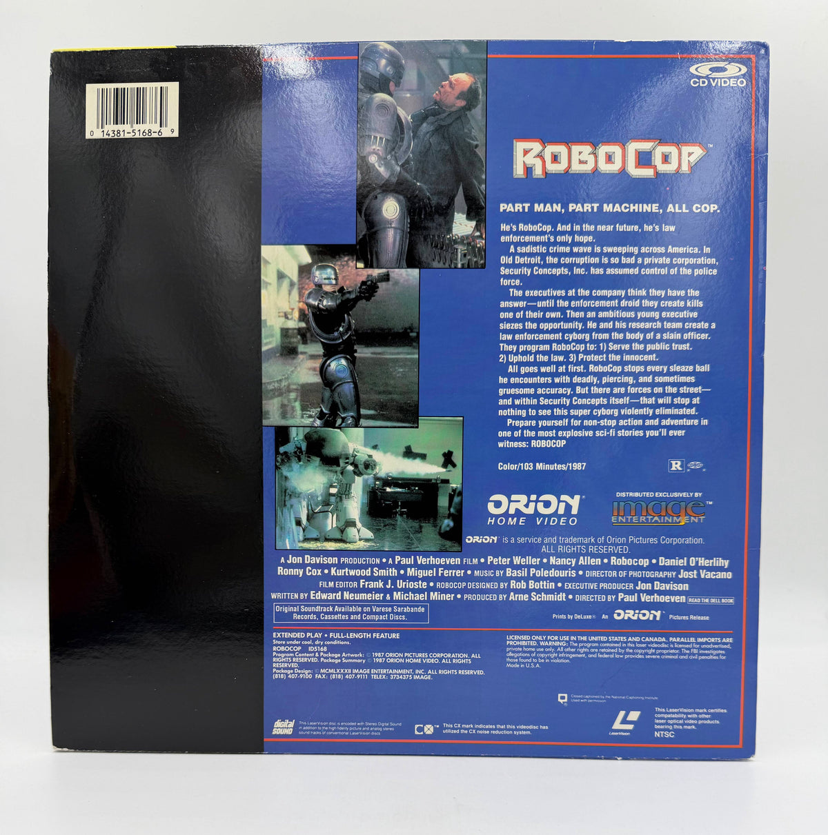 RoboCop (1987) Orion Home Video / Image Entertainment CD Video LaserDisc - VG+