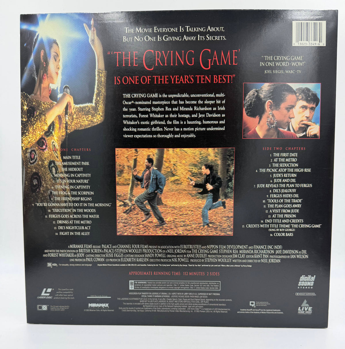 The Crying Game: Widescreen Edition (1992 / 1993) LIVE Home Video LaserDisc - EX