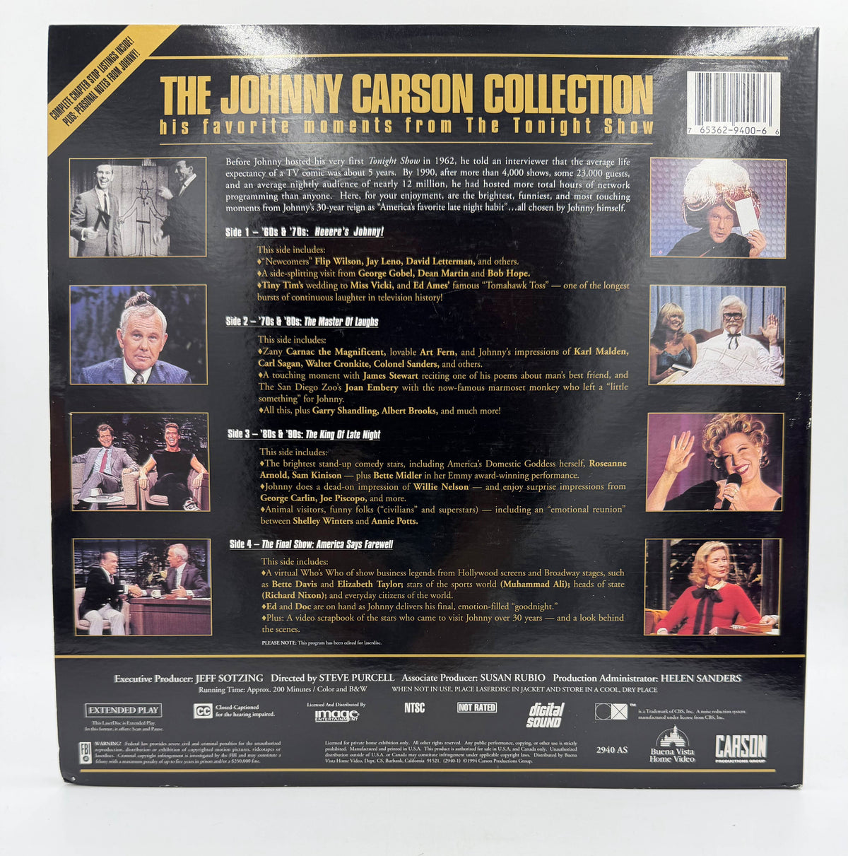 The Johnny Carson Collection: His Favorite Moments from The Tonight Show (1994) Buena Vista / Carson Productions / Image Entertainment LaserDisc 2-Disc Set - EX