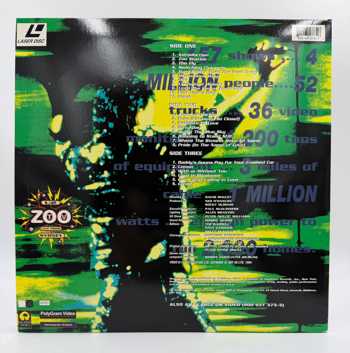 U2: Zoo TV Live from Sydney (1994) PolyGram Video / Island Video LaserDisc 2-Disc Set - EX