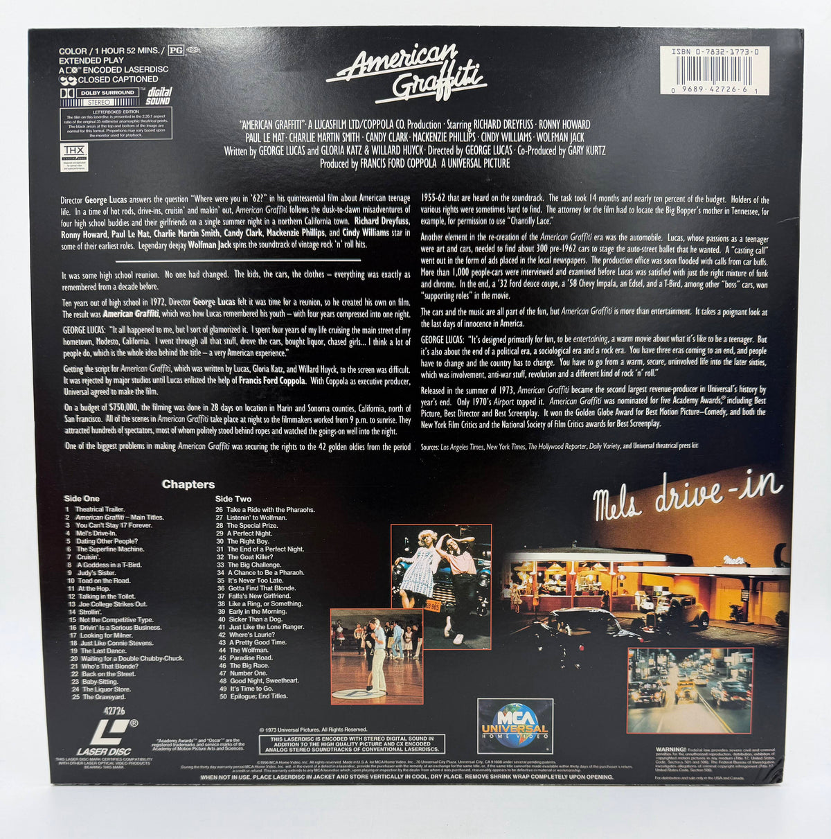 American Graffiti: THX Letterboxed Edition (1973 / 1996) MCA Universal Home Video LaserDisc - VG+