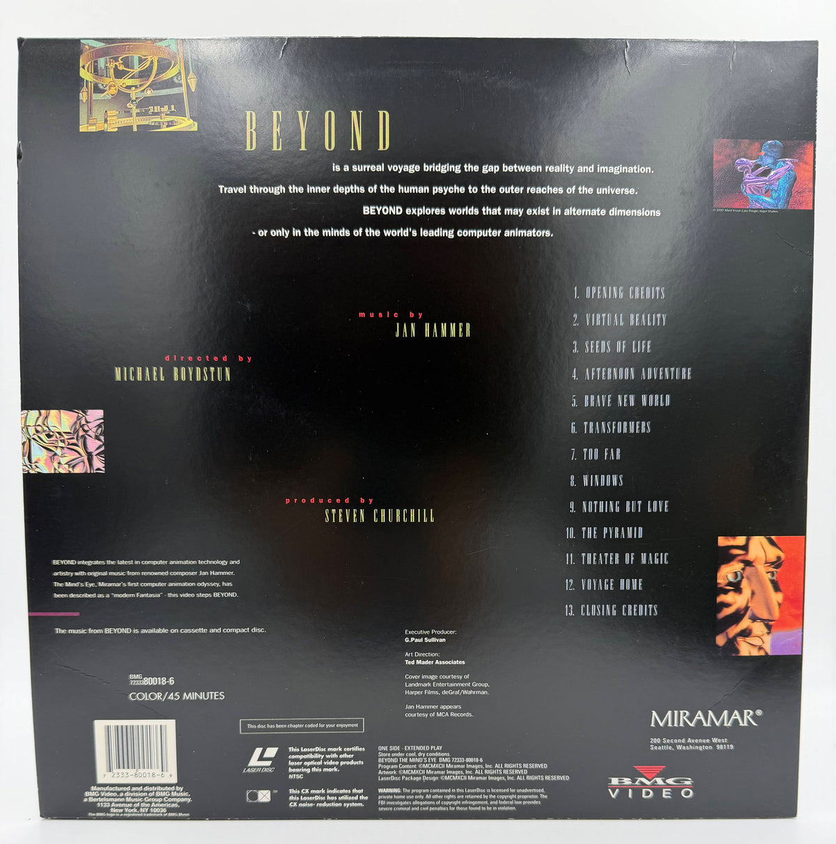 Beyond The Mind's Eye: A Computer Animation Odyssey (1992) BMG Video / Miramar Images LaserDisc - EX