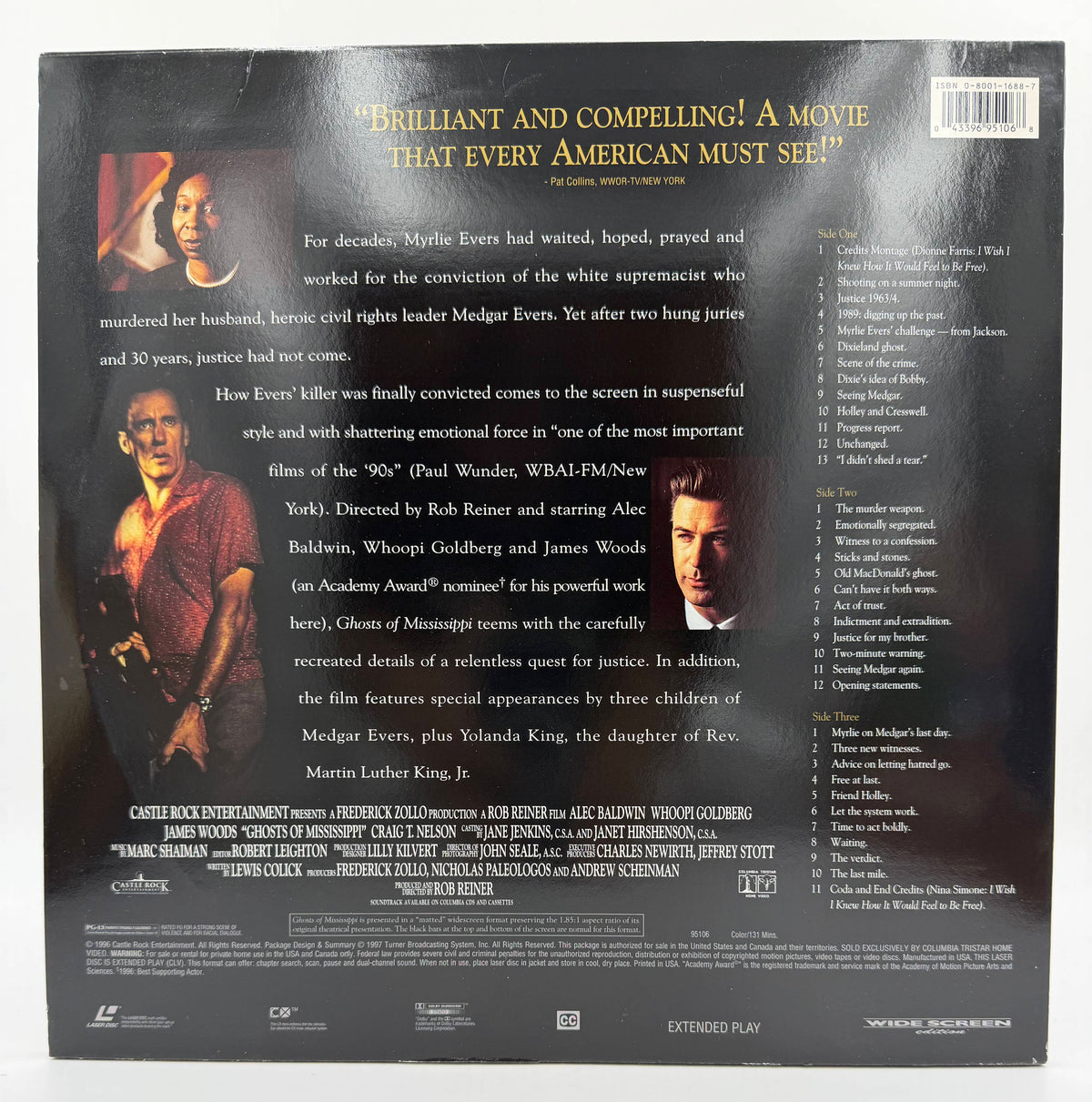 Ghosts of Mississippi: Widescreen Edition (1996 / 1997) Castle Rock Entertainment / Columbia TriStar Home Video LaserDisc 2-Disc Set - EX