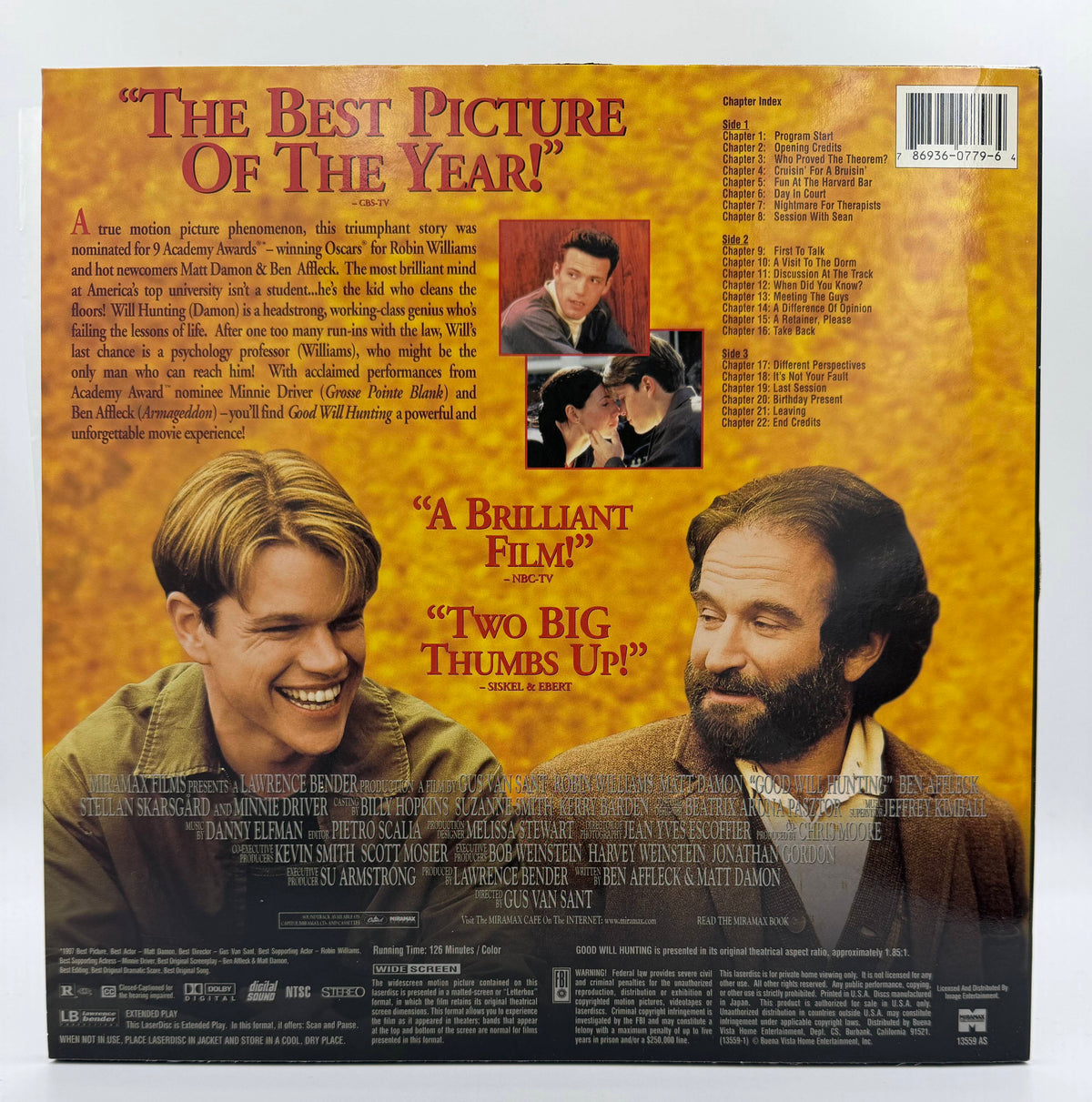Good Will Hunting: Widescreen Laserdisc (1997 / 1998) Miramax Home Entertainment / LaserDisc - EX