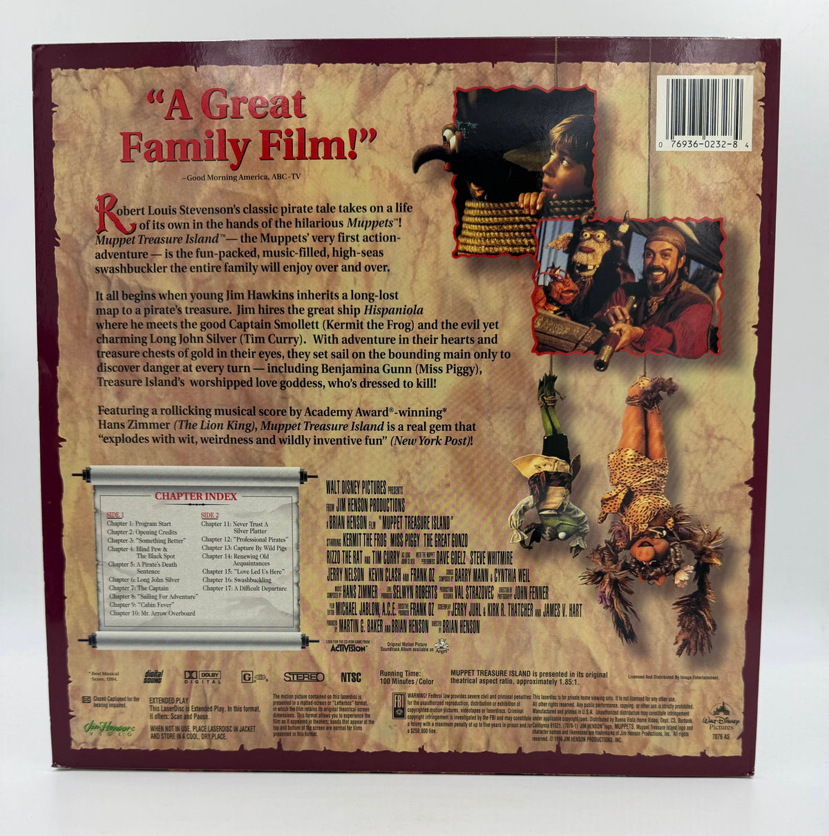 Muppet Treasure Island: Letterbox Laserdisc (1996) Walt Disney Home Video / Jim Henson Productions - EX