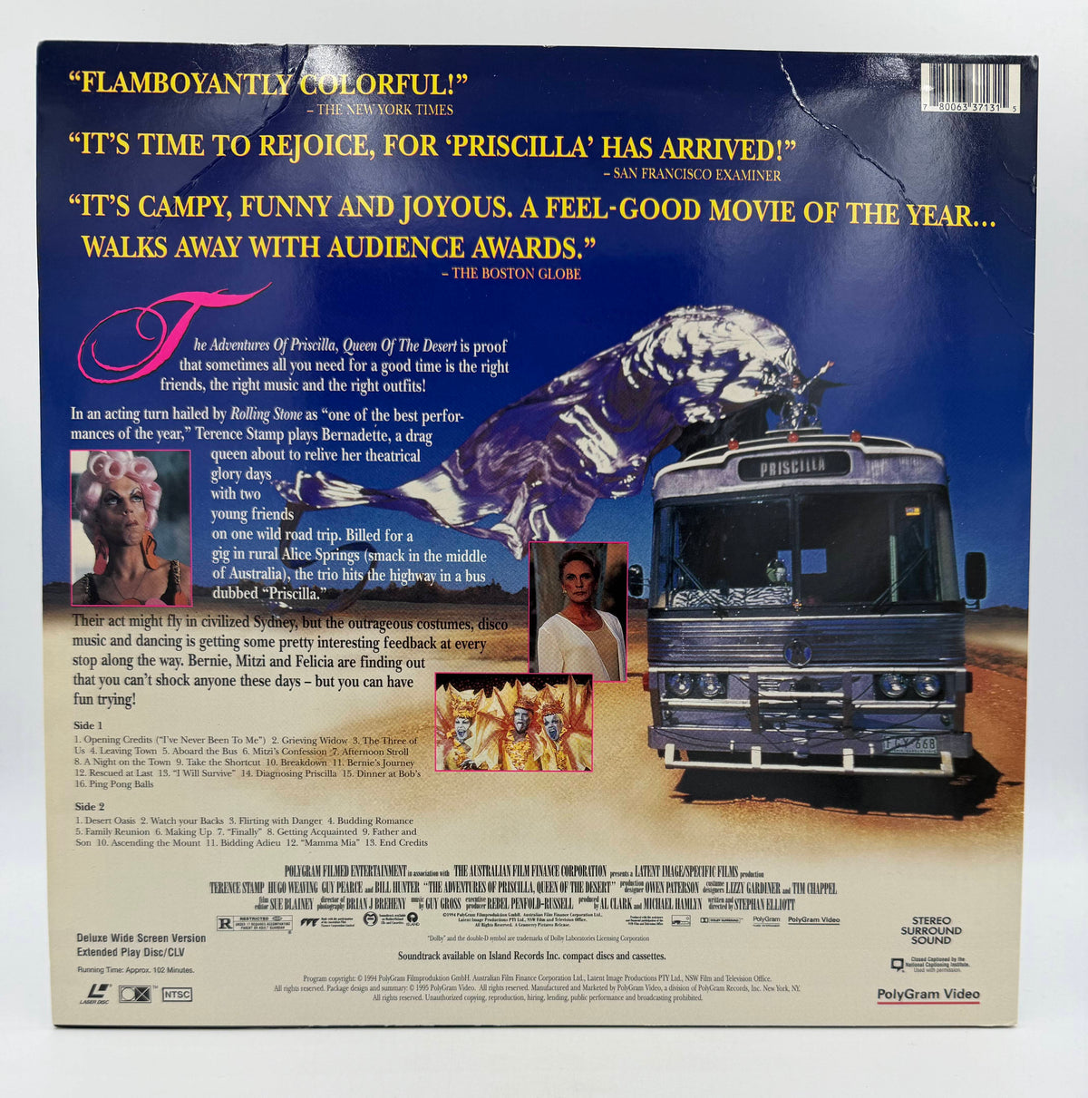 The Adventures of Priscilla, Queen of the Desert: Deluxe Wide Screen Version (1994 / 1995) PolyGram Video LaserDisc - VG+