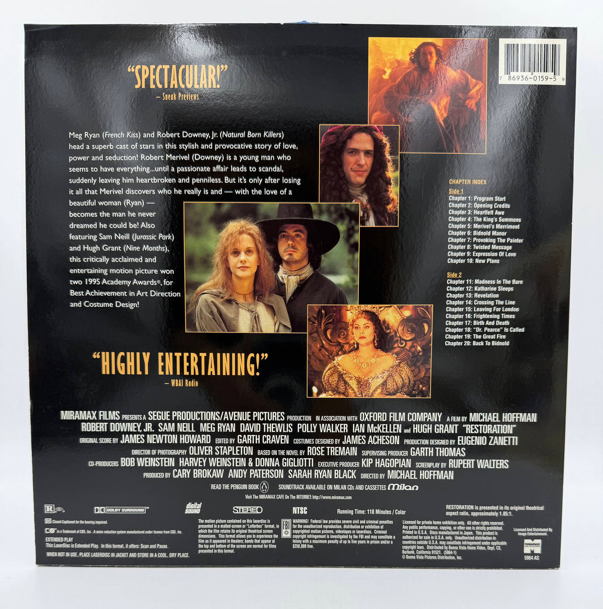 Restoration: Letterbox Laserdisc (1995 / 1996) Miramax Films / Avenue Pictures / Image Entertainment - EX