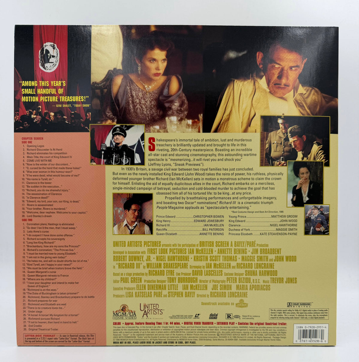Richard III: Deluxe Letter-Box Edition (1995 / 1996) MGM/UA Home Video LaserDisc - EX