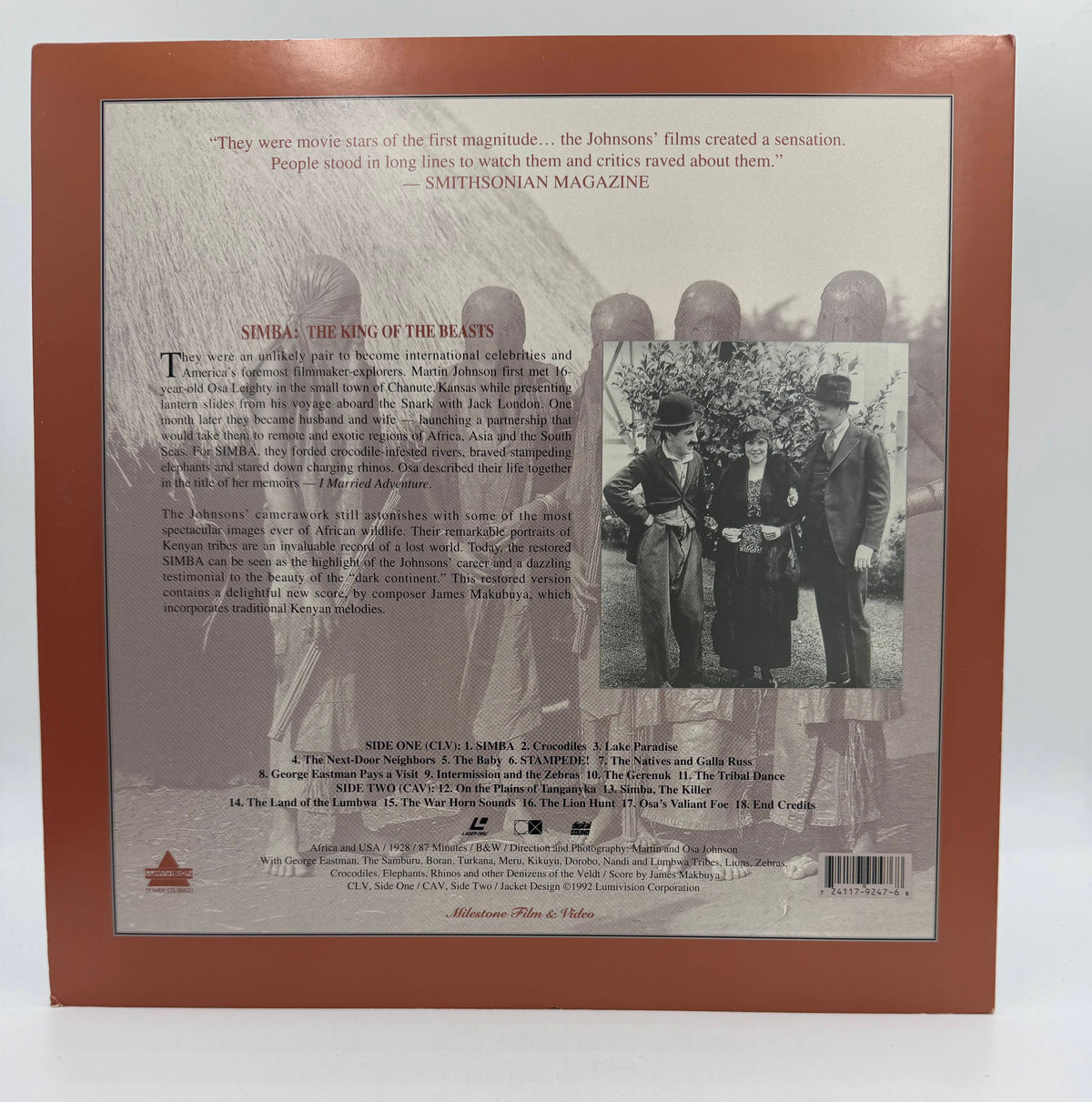 Simba: The King of the Beasts - The Age of Exploration (1928 / 1992) Lumivision / Milestone Film &amp; Video LaserDisc - EX