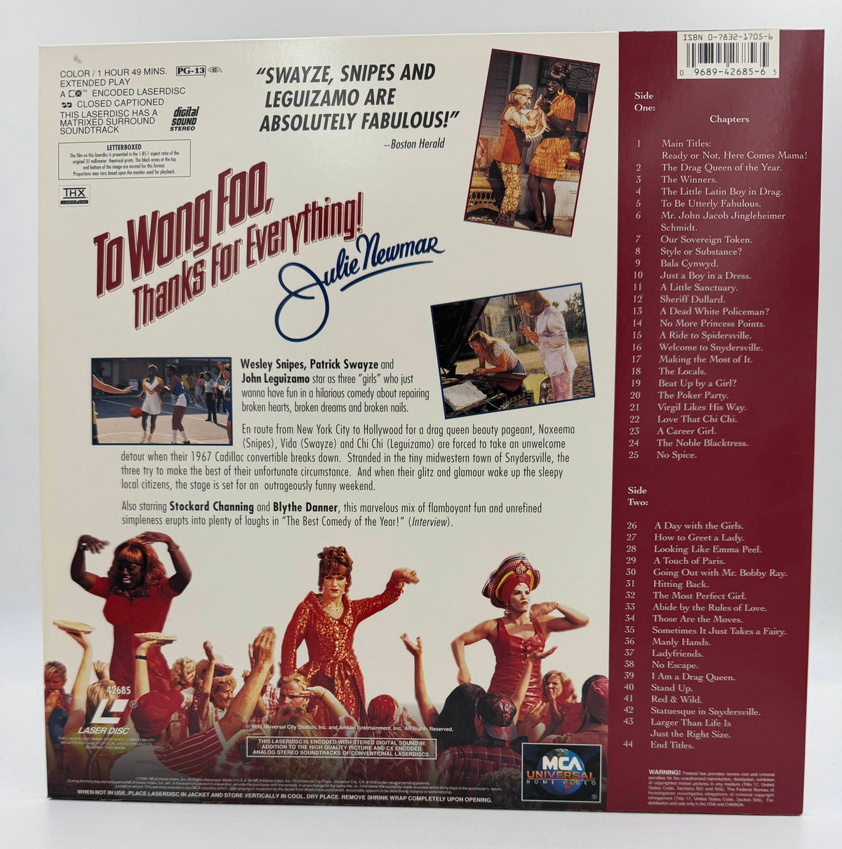 To Wong Foo, Thanks for Everything! Julie Newmar: Letterboxed Edition (1995 / 1996) MCA Home Video / Amblin Entertainment LaserDisc - EX