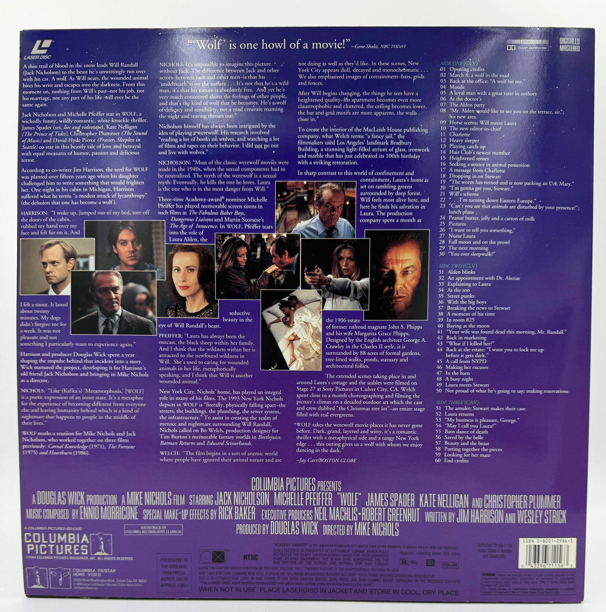Wolf: Deluxe Widescreen Presentation (1994) Columbia TriStar Home Video 2-Disc Set - EX