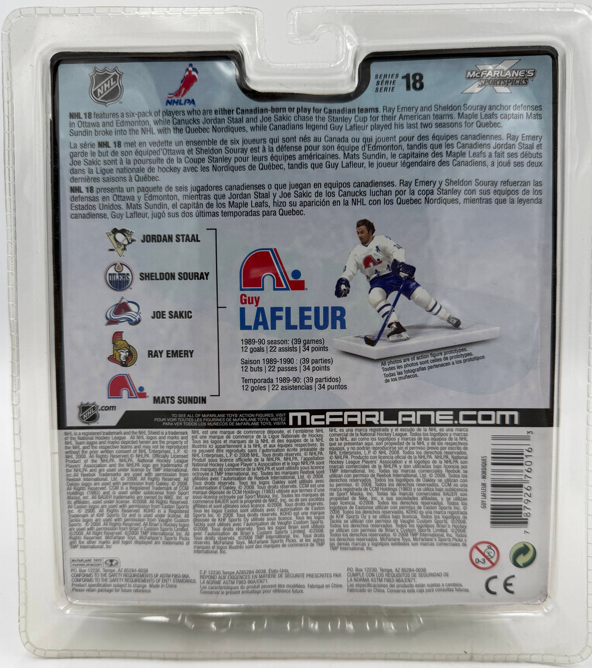 2008 McFarlane SportsPicks NHL Series 18 Guy Lafleur Quebec Nordiques 6-inch Action Figure