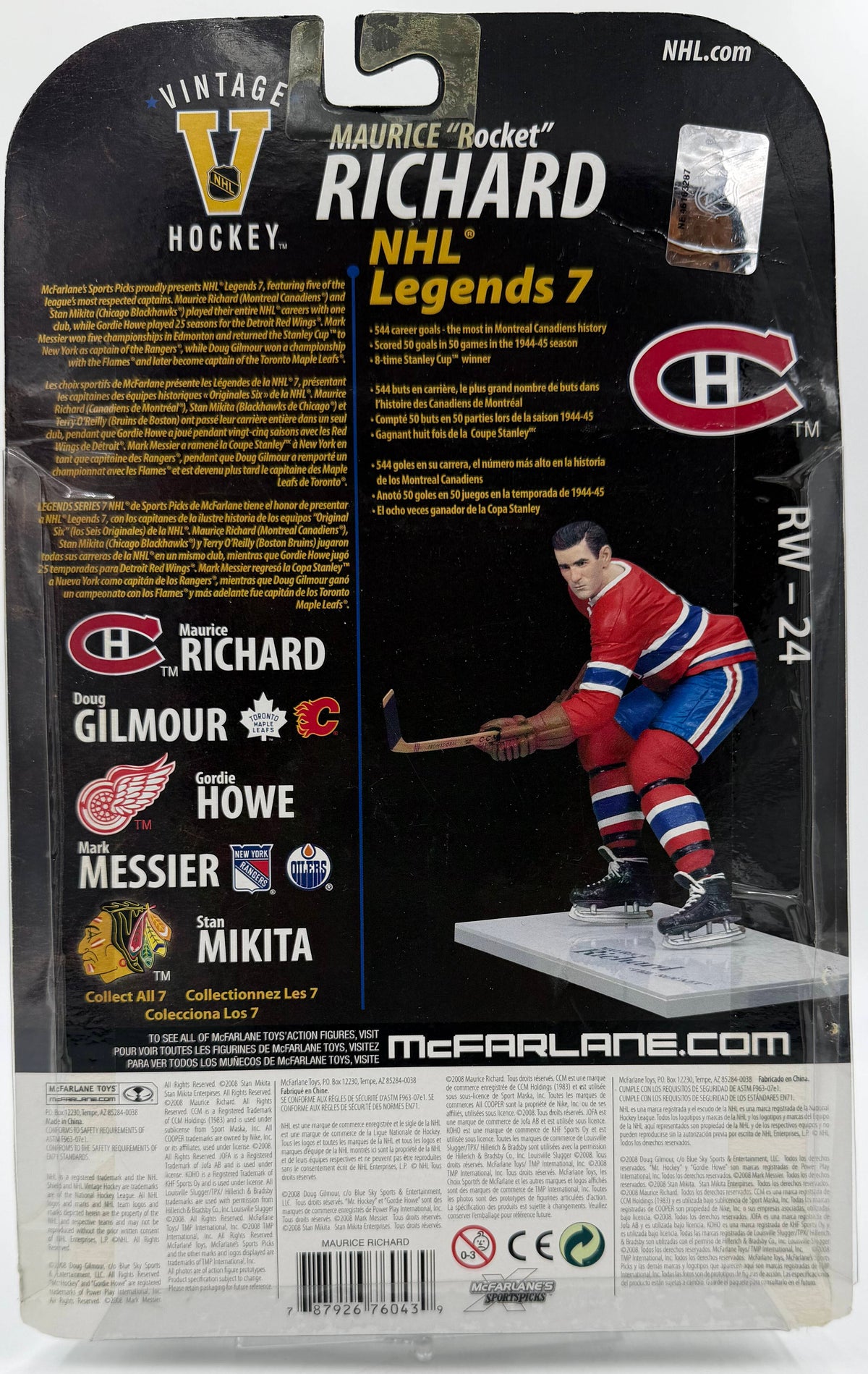 2008 McFarlane SportsPicks NHL Legends Series 7 Maurice Richard Montreal Canadiens 6-inch Action Figure