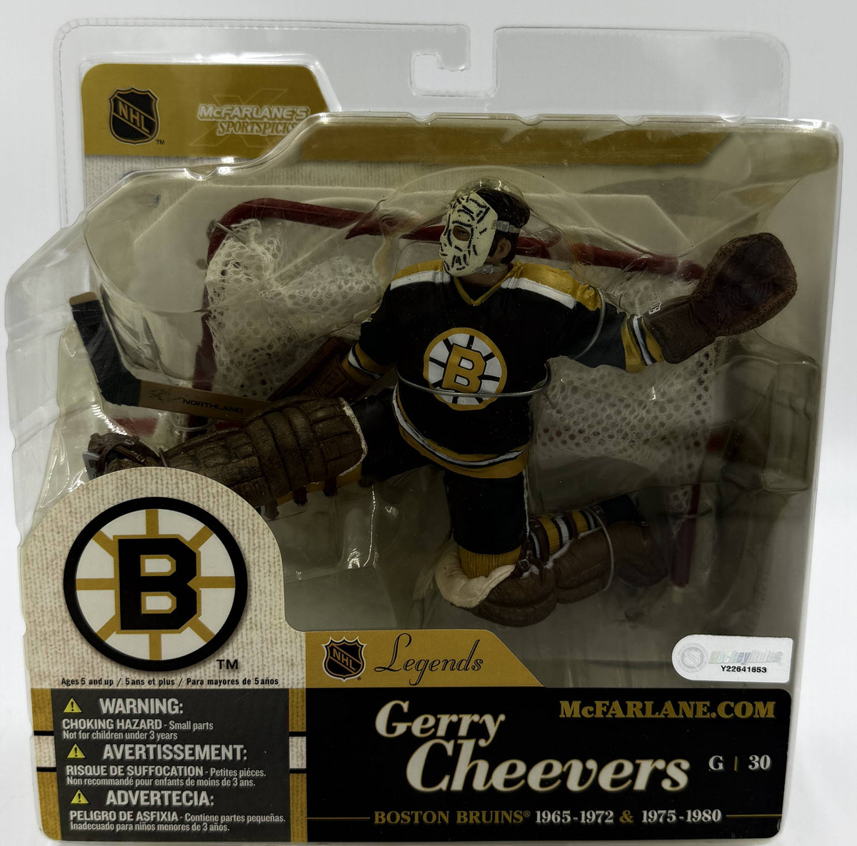 2004 McFarlane SportsPicks NHL Legends Series 1 Gerry Cheevers Boston Bruins 6-inch Action Figure