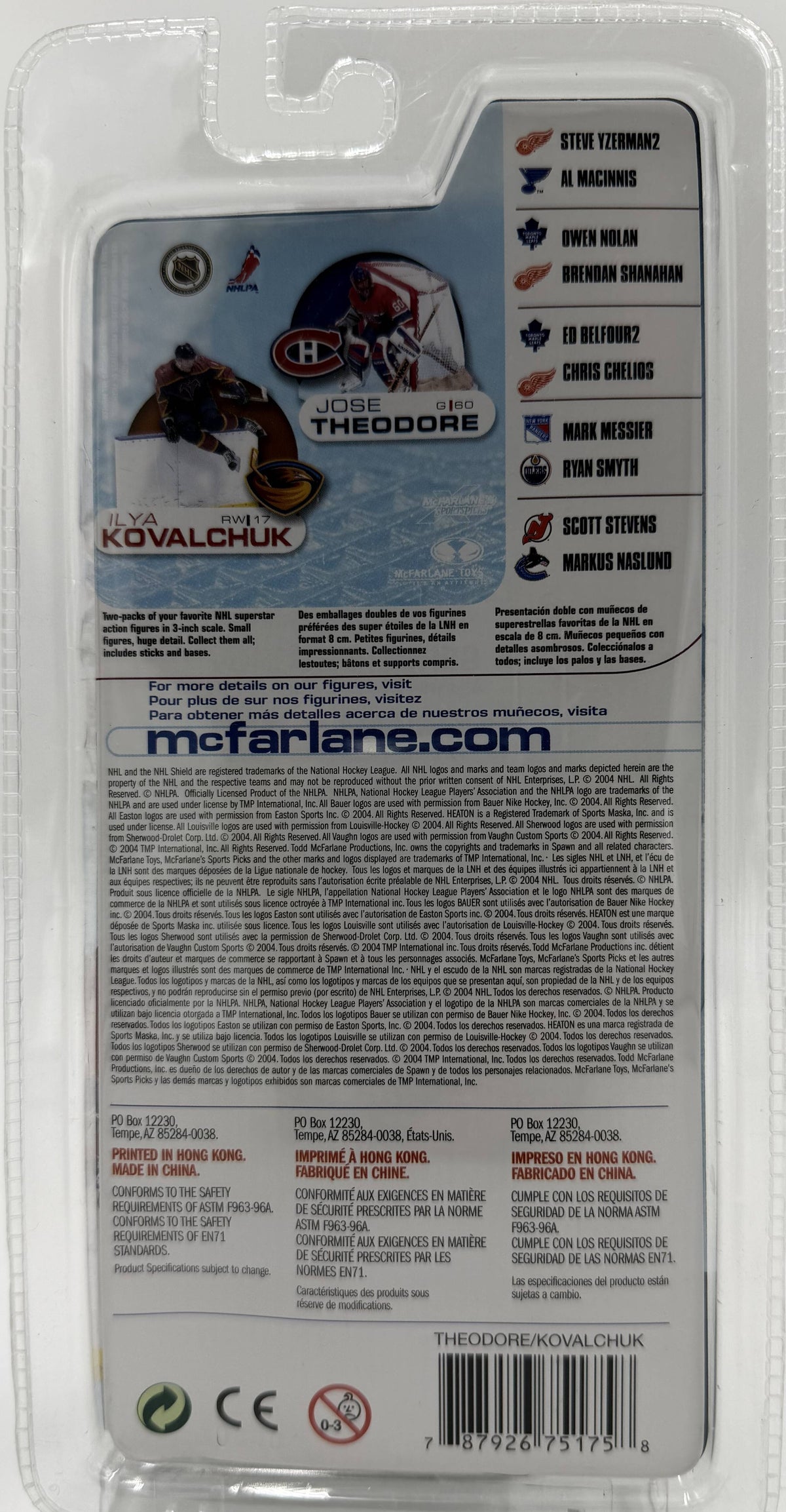 2004 McFarlane SportsPicks NHL 3-Inch Series 1 Jose Theodore & Ilya Kovalchuk 2-Pack Figures