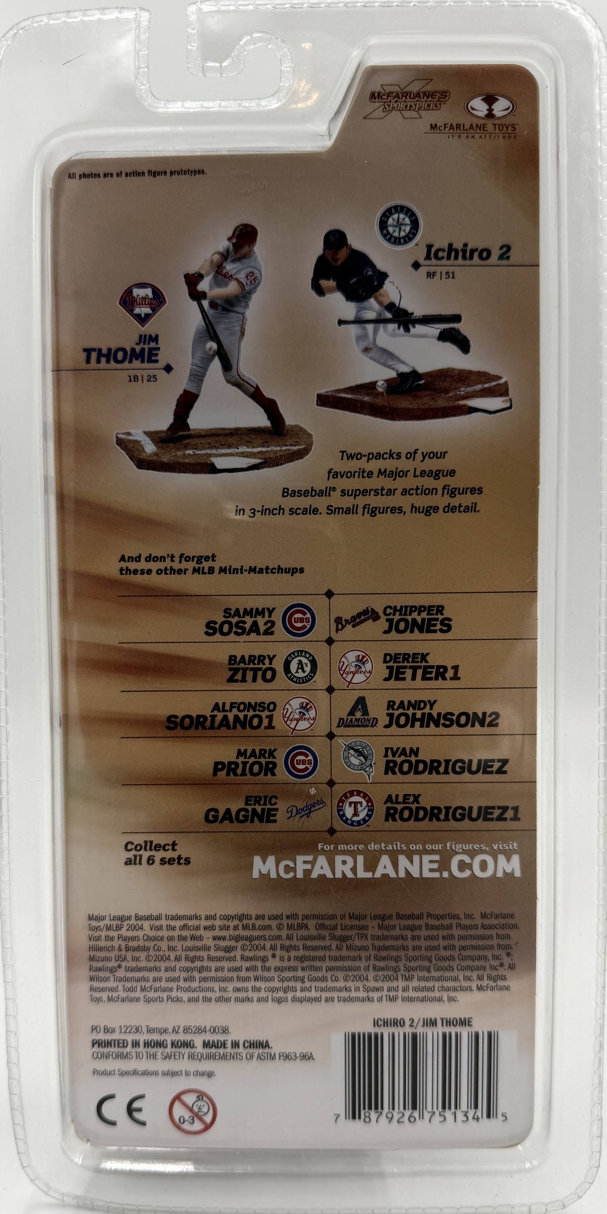 2004 McFarlane SportsPicks MLB 3-Inch Series 1 Ichiro Suzuki & Jim Thome 2-Pack Figures