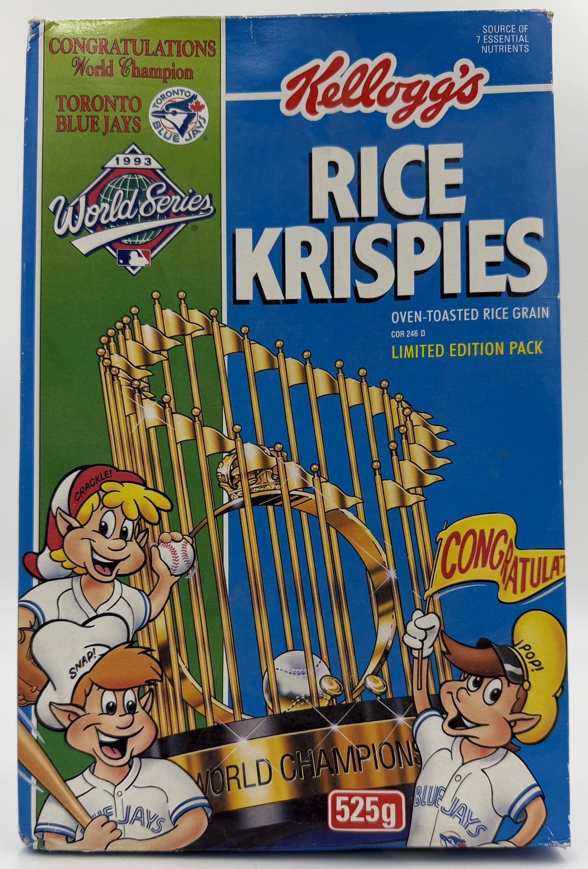 1993 Kellogg's Rice Krispies Cereal Toronto Blue Jays Back to Back World Champions Empty Box Only