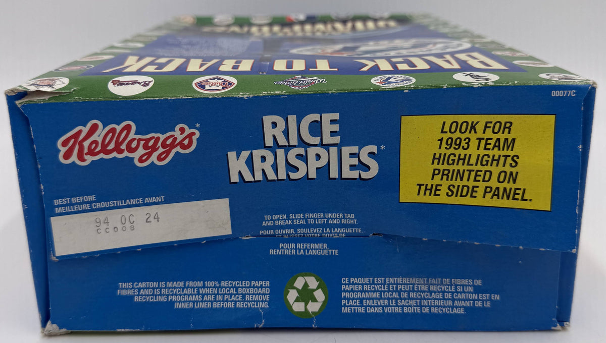 1993 Kellogg's Rice Krispies Cereal Toronto Blue Jays Back to Back World Champions Empty Box Only