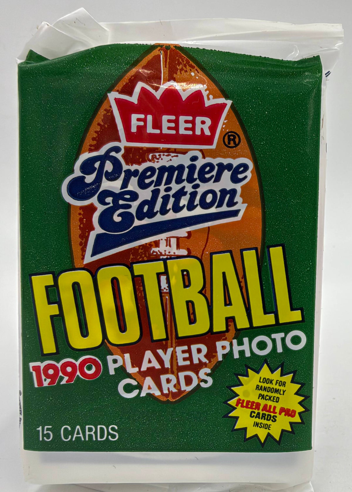 1990 Fleer NFL Football Premiere Edition Trading Card Wax Pack (15 Cards) Joe Montana, Jerry Rice