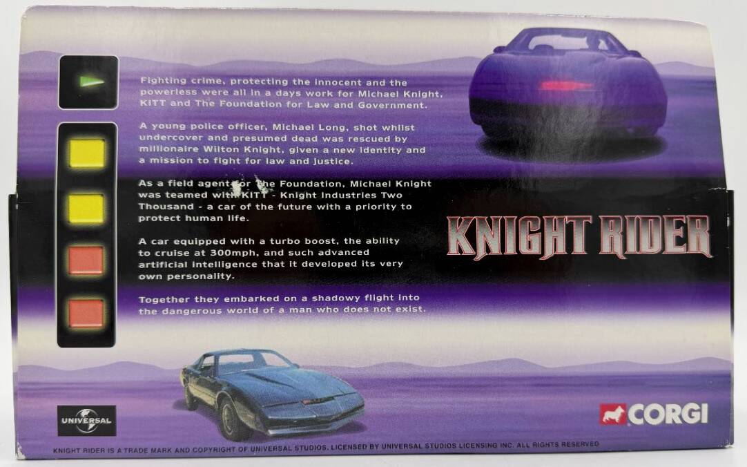 Vintage 2001 Corgi Classics Knight Rider 1:36 Scale KITT Die-Cast & Michael Knight Figure