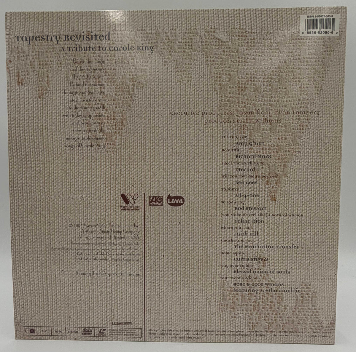 Tapestry Revisited: A Tribute to Carole King (1995) LaserDisc - Various Artists - WarnerVision / Atlantic / Lava - EX