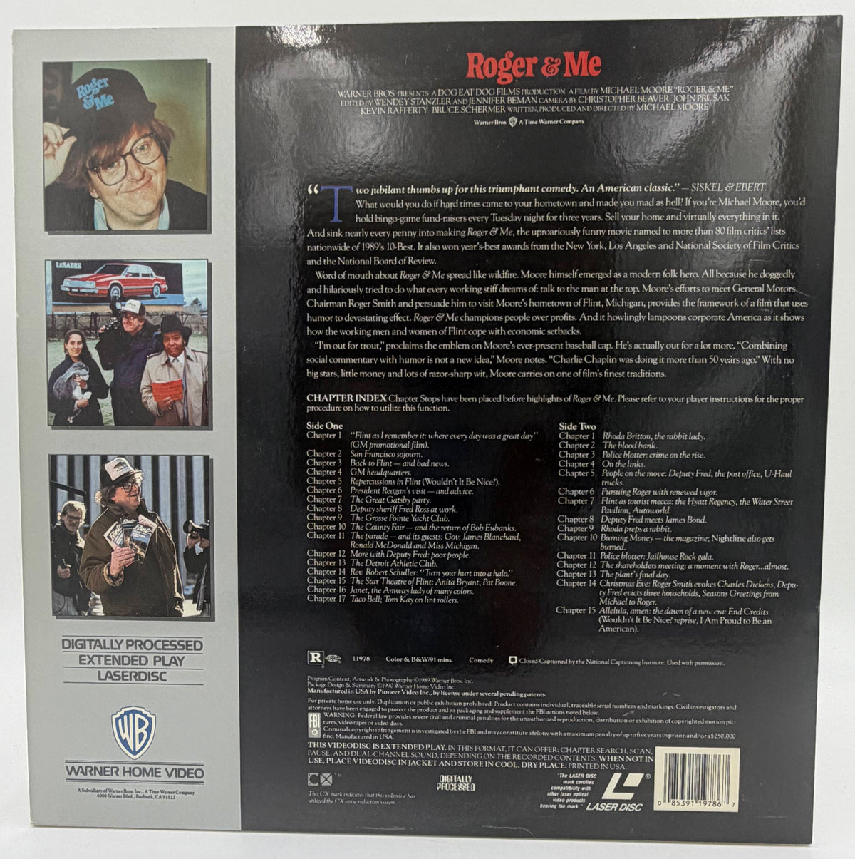 Roger & Me (1989) LaserDisc - Michael Moore - Warner Home Video - EX