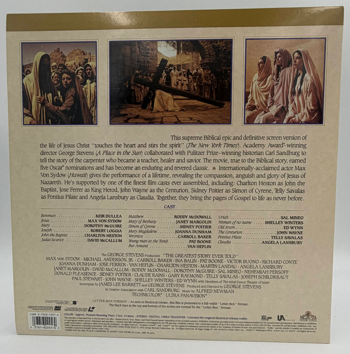 The Greatest Story Ever Told (1991) LaserDisc - Max von Sydow - Deluxe Letter-Box Edition - MGM/UA - EX