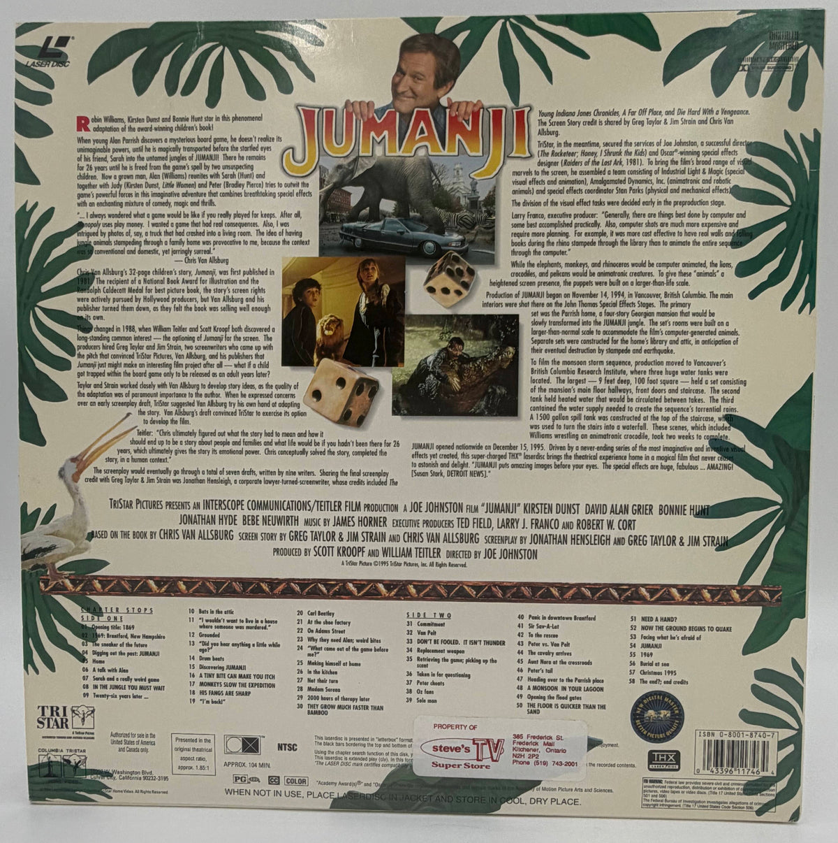 Jumanji (1996) LaserDisc - Robin Williams - THX Widescreen Edition - TriStar - VG