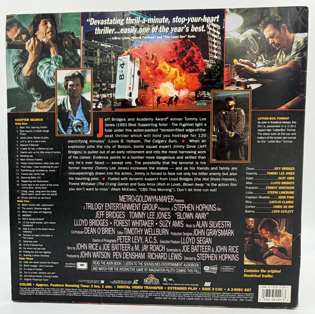 Blown Away (1994) LaserDisc LD - Jeff Bridges, Tommy Lee Jones - Deluxe Letter-Box Edition - MGM/UA - VG