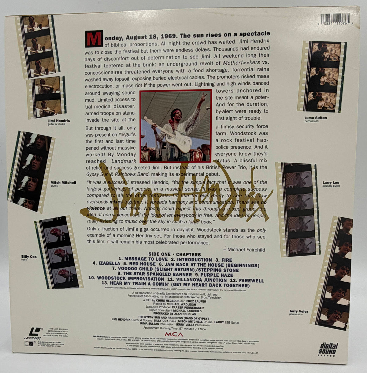 Jimi Hendrix: Woodstock (1994) LaserDisc - Live 1969 Performance - MCA Music Video - VG