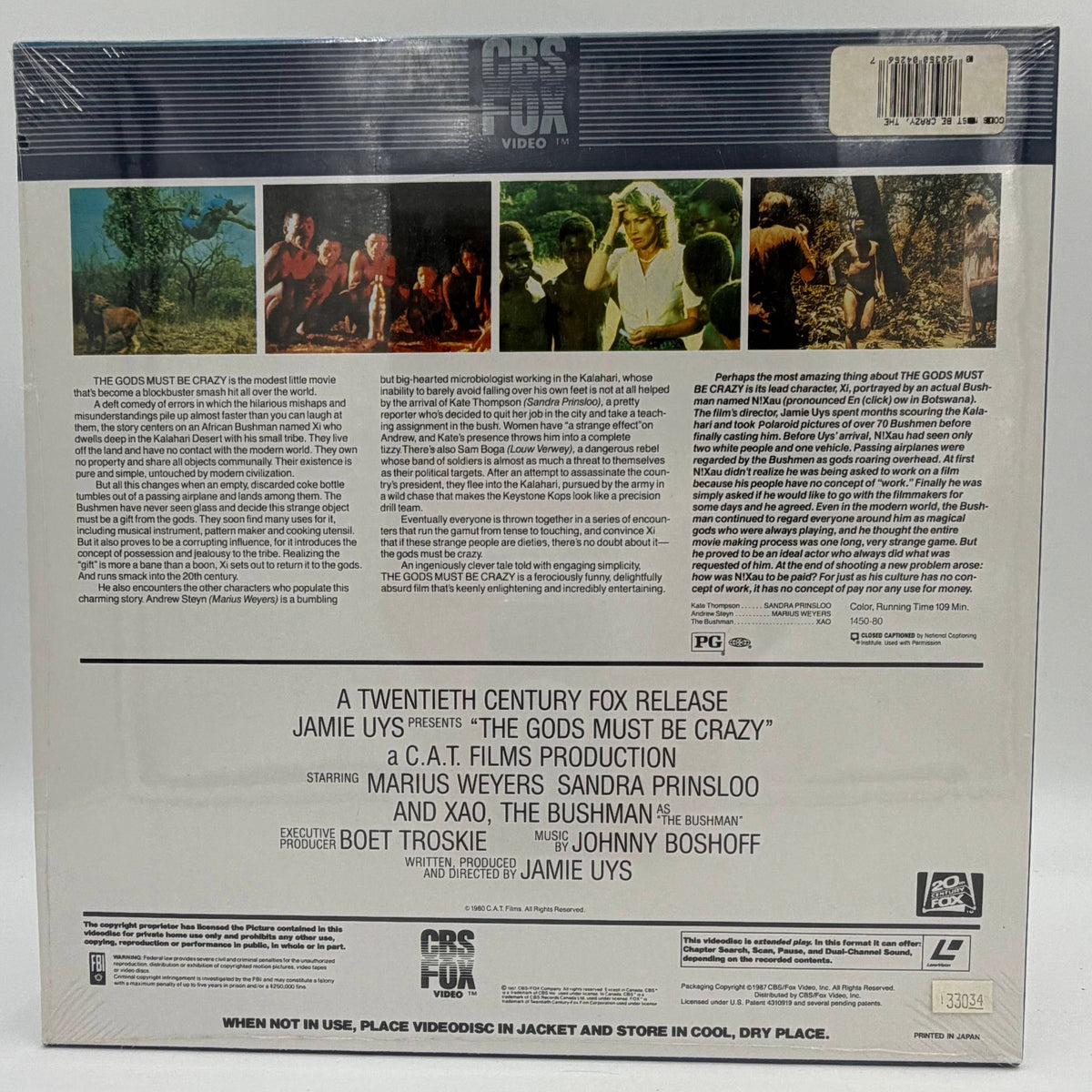 The Gods Must Be Crazy (1987) LaserDisc - Marius Weyers, Sandra Prinsloo, N!xau - CBS/FOX Video – EX =- Factory Sealed