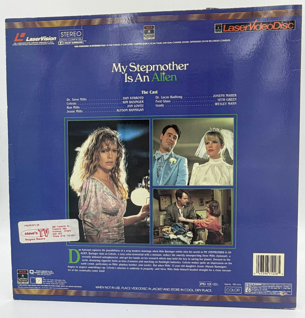My Stepmother Is An Alien (1989) LaserDisc - Dan Aykroyd, Kim Basinger - RCA/Columbia - VG